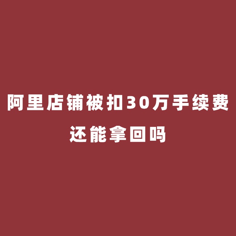 北仑阿里陪跑/阿里店铺被扣30万手续费，还能拿回吗？